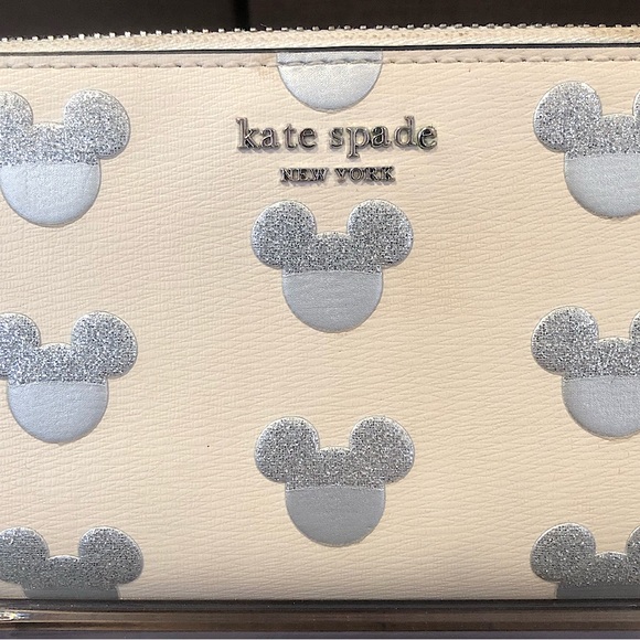 KATE SPADE x DISNEY Silver Mickey Mouse Embossed Full Zipper Continental Wallet - Picture 17 of 17